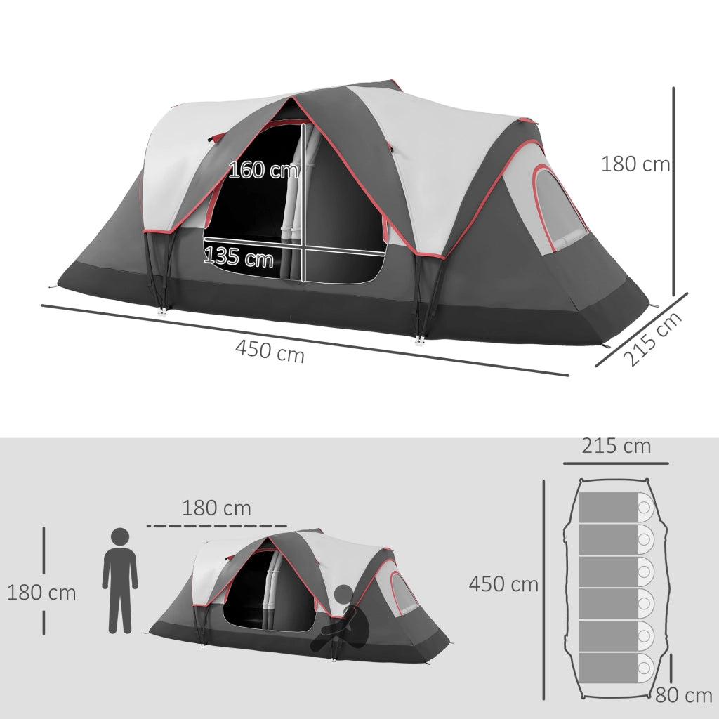 Tenda da Campeggio Pieghevole 2 Stanze ¨C Zephmum ¨C Grigio 450x215x180 cm