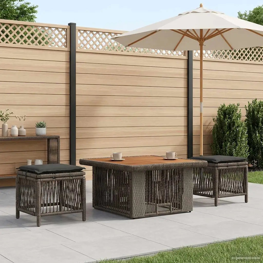 Set da Pranzo per Giardino 3 pz | Set Salotto da Giardino Grigio e Grigio Scuro