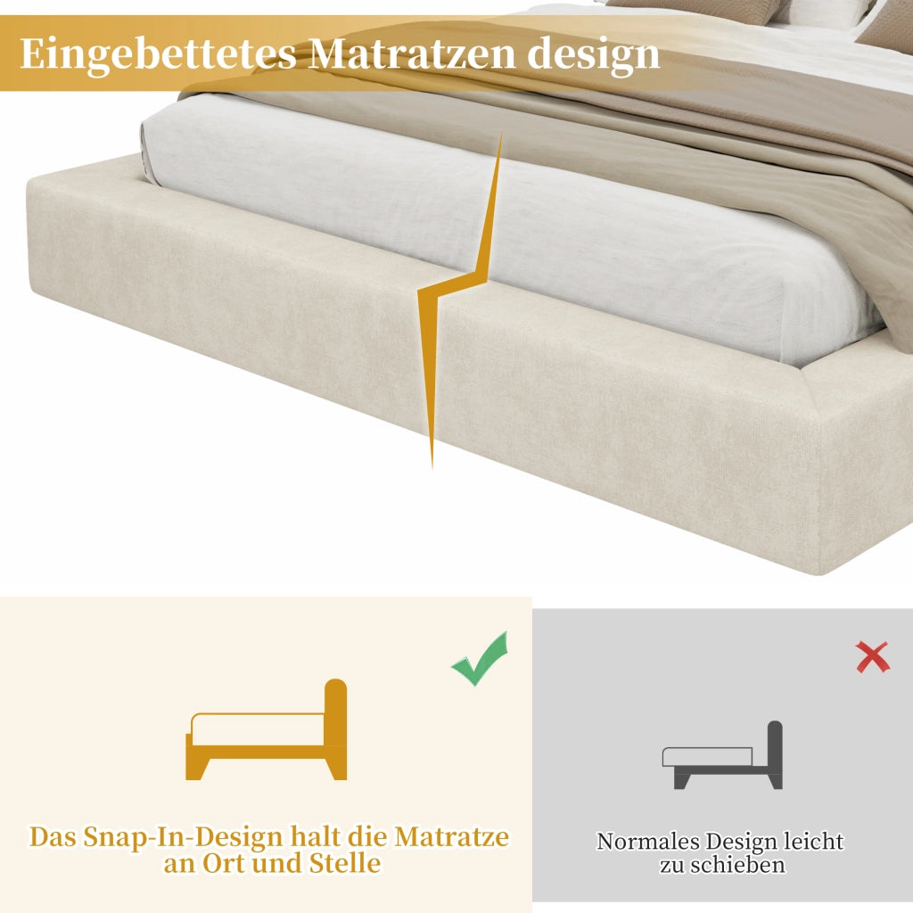 letto imbottito chenille beige 160 x 200 cm