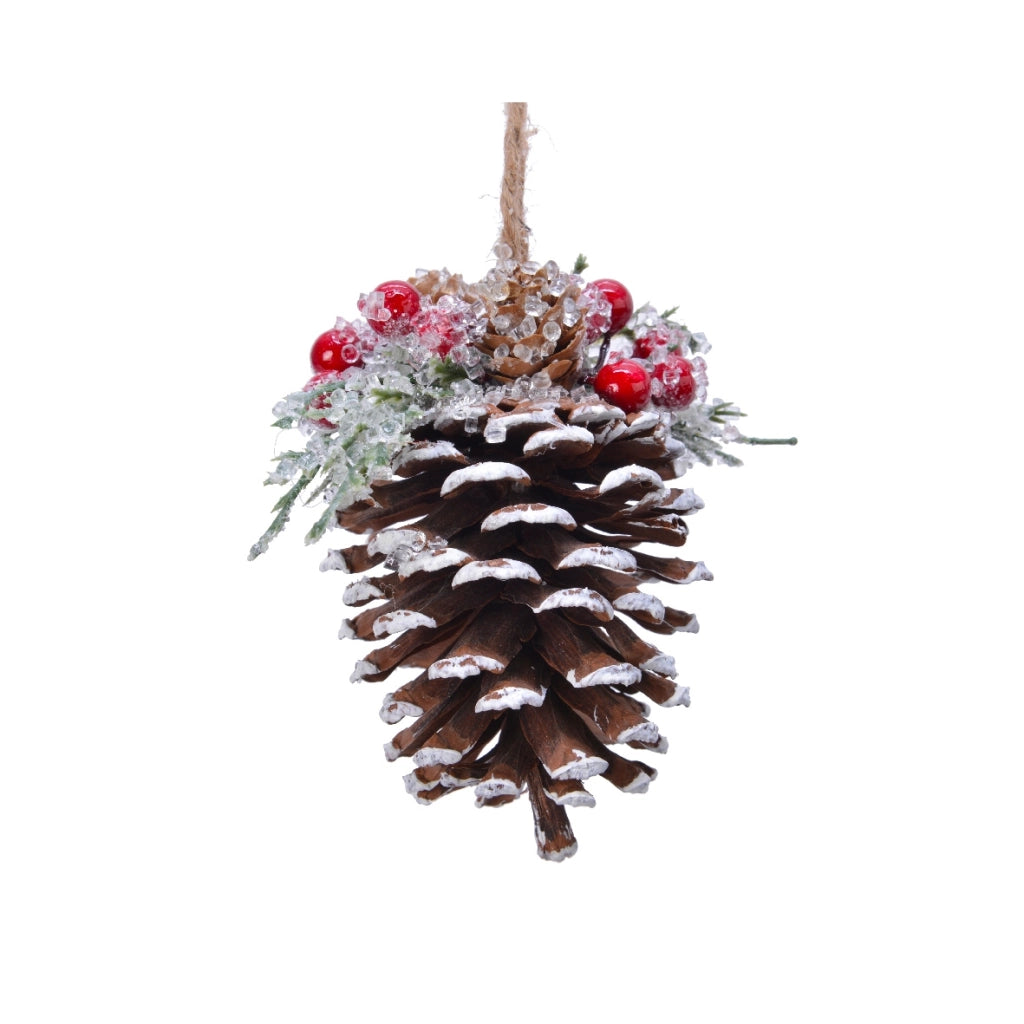 Addobbo pigna con bacche rosse Kaemingk