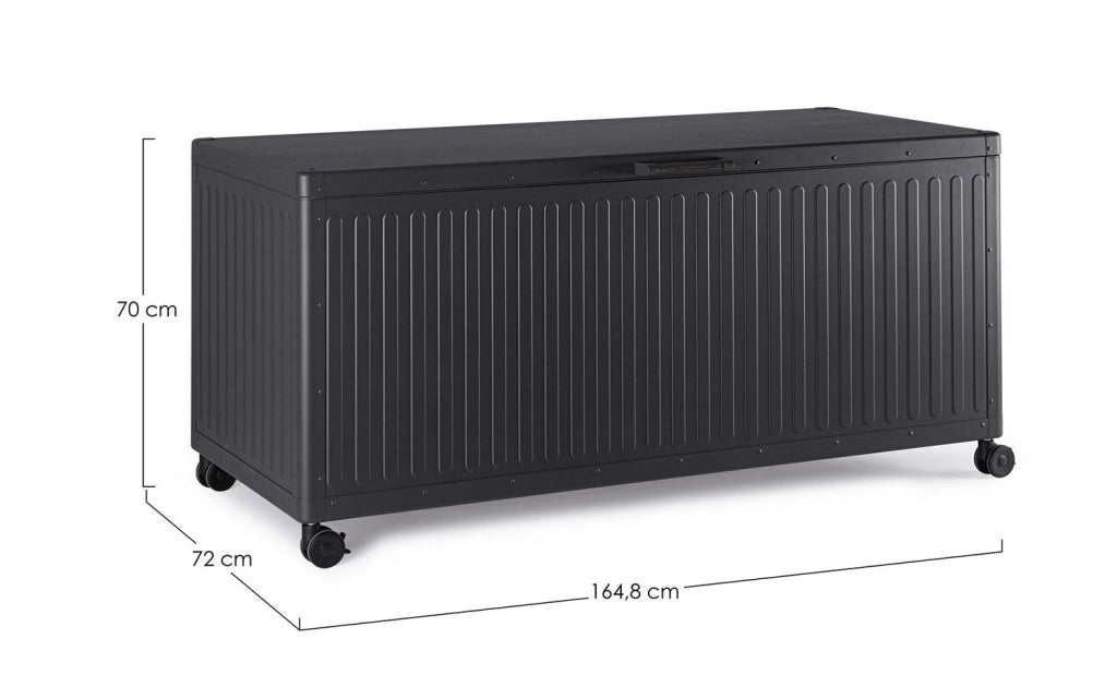 Baule Contenitore da Esterno 164,8x72x70h cm Apertura Facile e Ruote in Alluminio Ocean M Antracite