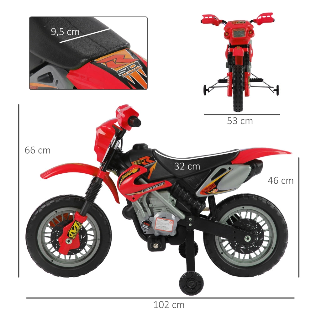 Moto Elettrica per Bambini 6V con Ruote di Supporto ¨C Xylo ¨C Rosso 102x53x66 cm 3+ Anni
