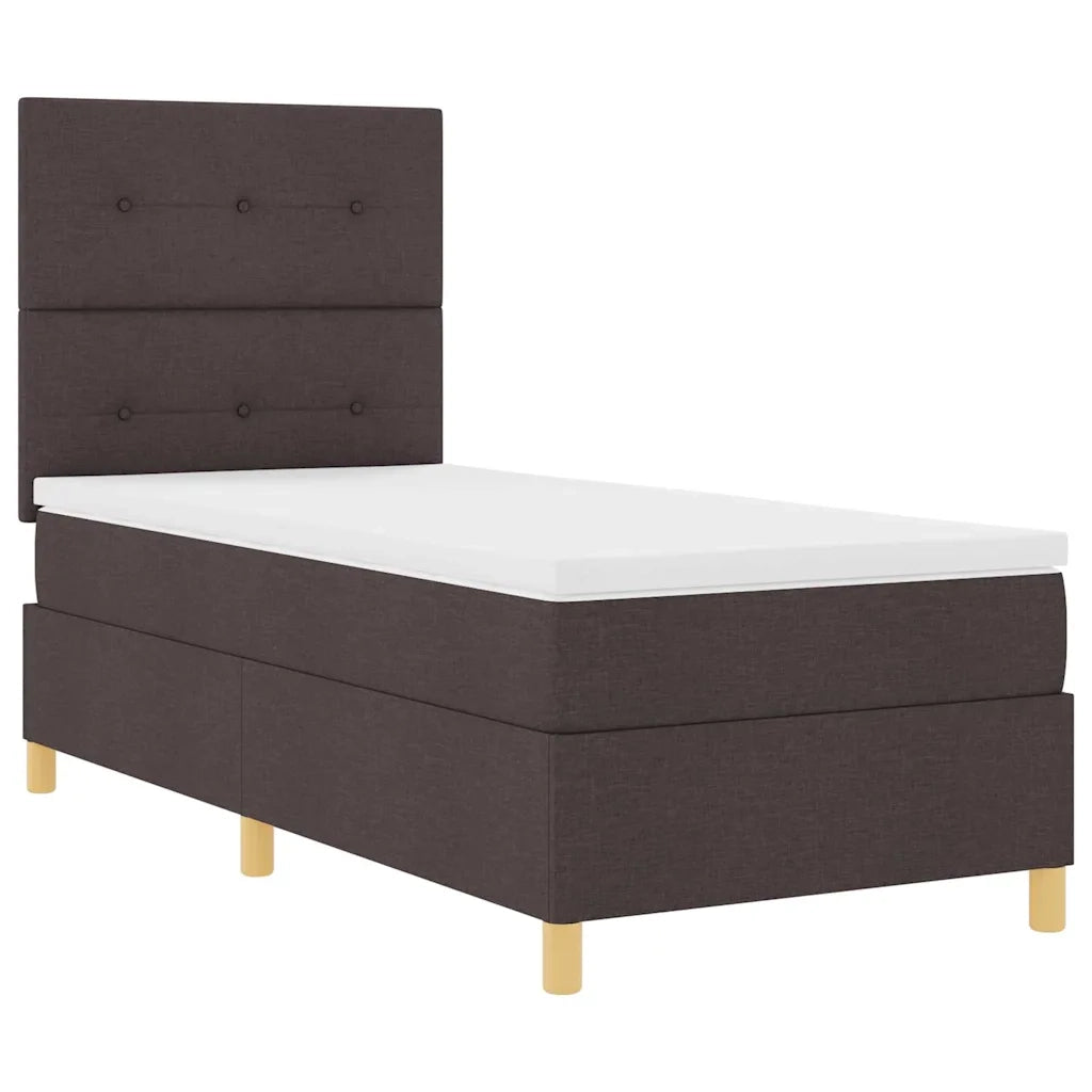 Letto a Sorgente LED Marrone Scuro 80 x 200 cm Tessuto