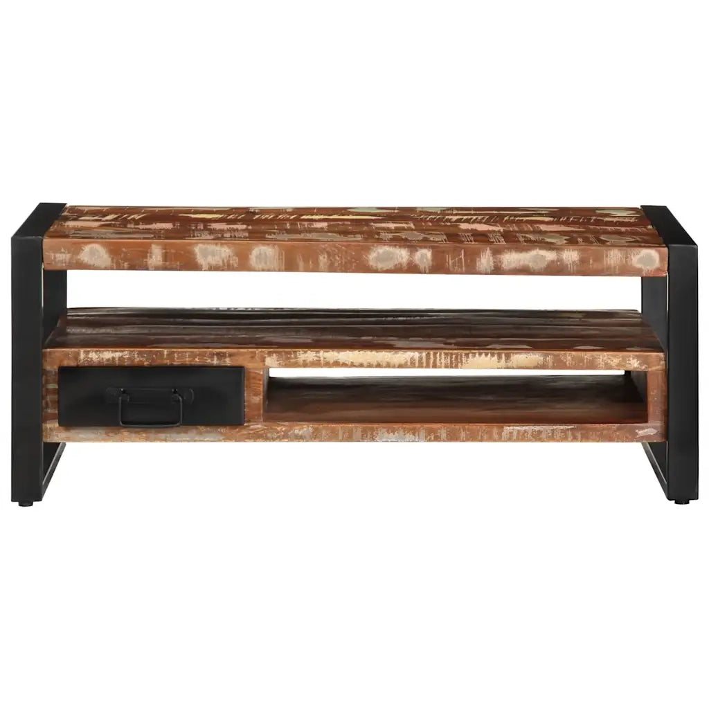 Tavolino Salotto Multicolore 90x50x36cm Legno Massello Recupero 4013558
