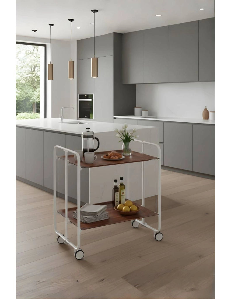 Carrello da cucina pieghevole bianco con ruote BAUHAUS 2 ripiani