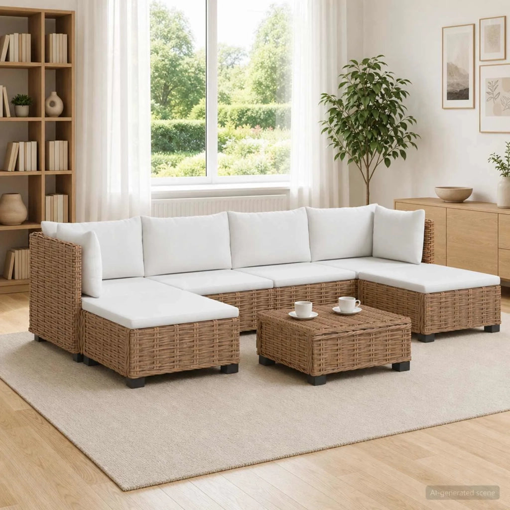 7 pz Set Lounge in Rattan con Cuscini GENDT Rattan naturale 3429866