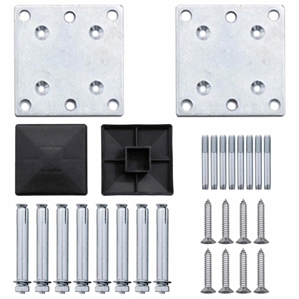 Set di Recinzione 9 pz 1564 x 186 cm WPC e Alluminio Nero 3429419