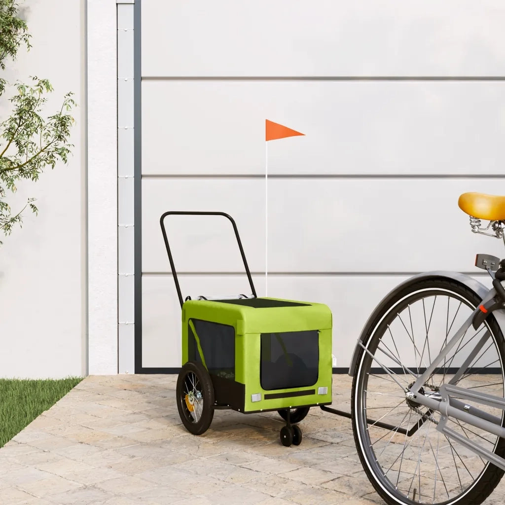Rimorchio da Bici per Animali Verde e Nero Oxford e Ferro 93934