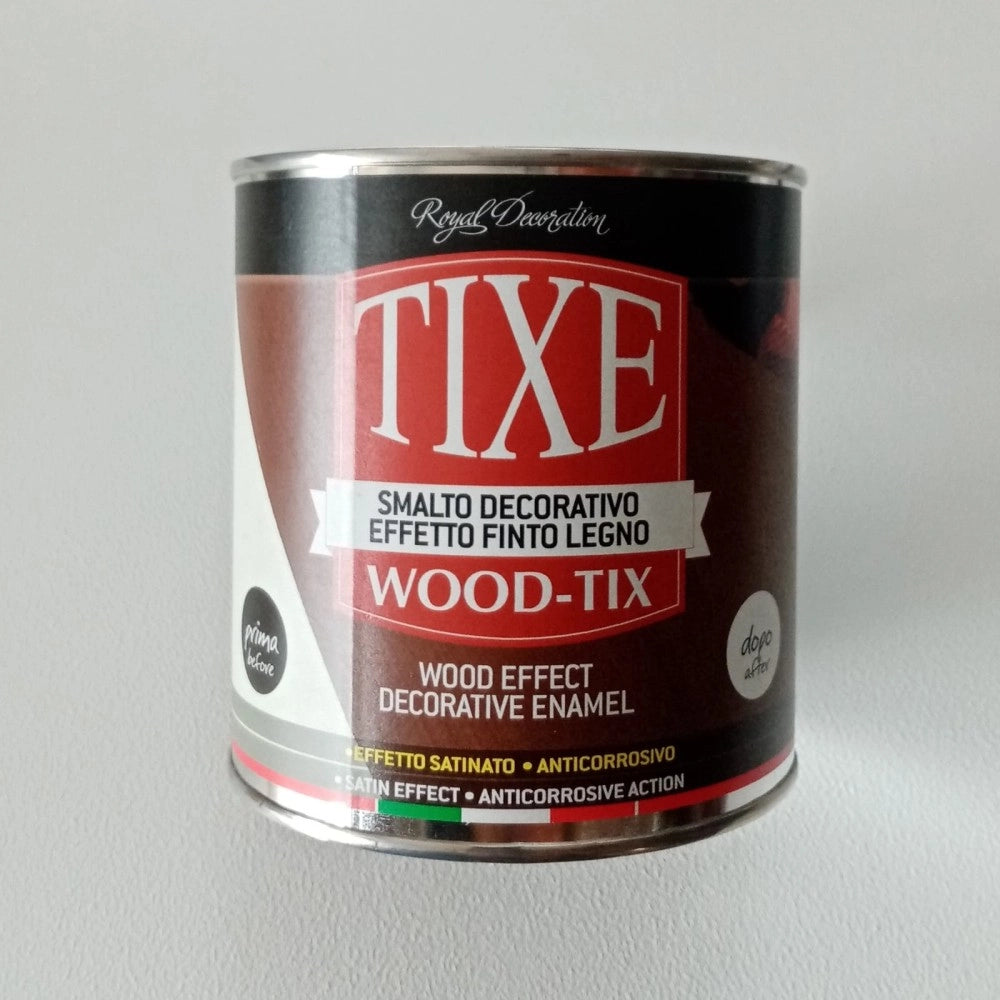 Tixe wood-tixe 500ml colore noce scuro smalto decorativo effetto legno satinato anticorrosivo