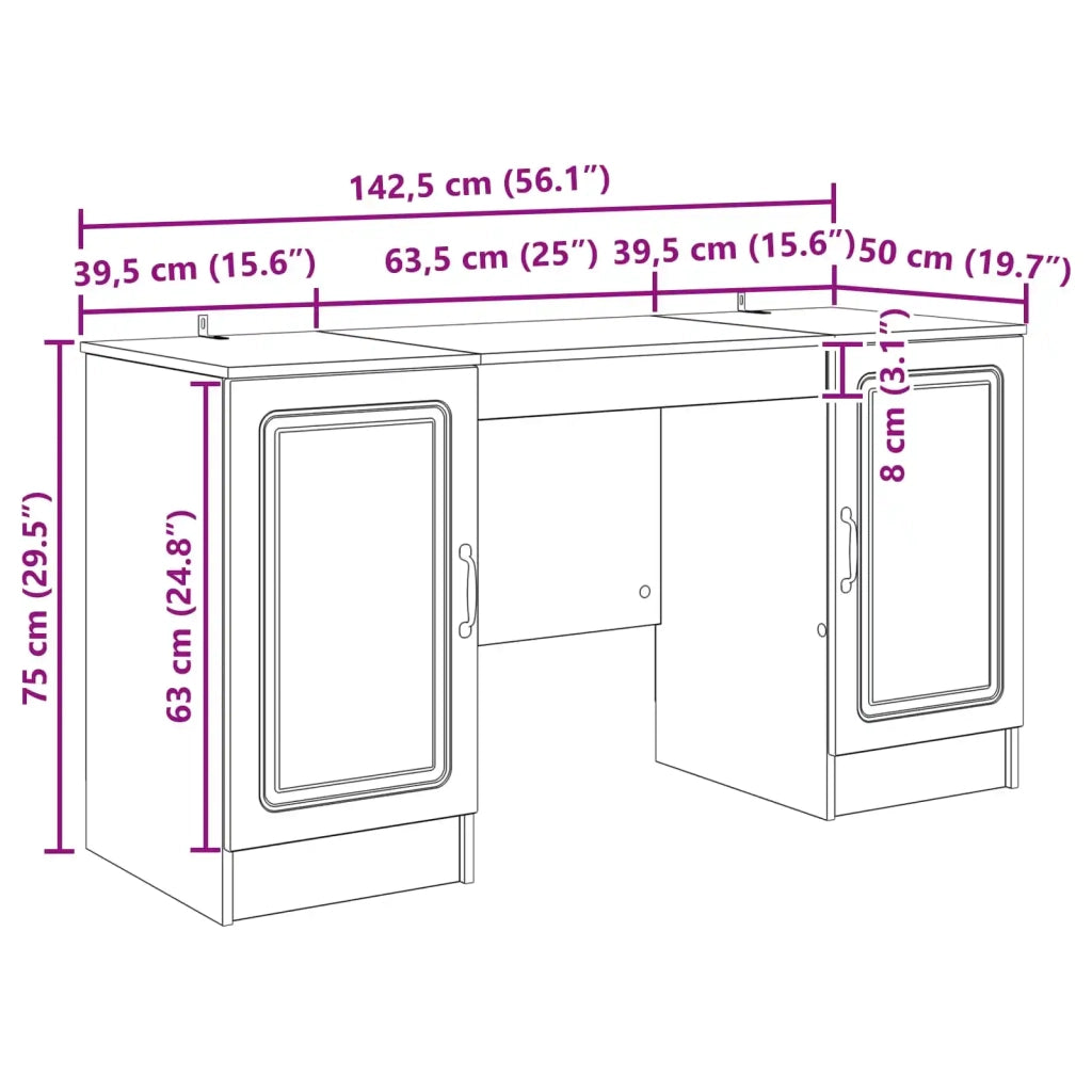 Scrivania | Tavolo da Ufficio con lo scaffale Rovere Artigianale 142,5 x 50 x 75 cm