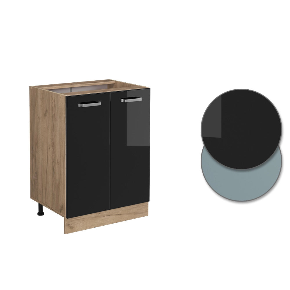 Vicco Mobiletto base cucina Nero lucido 60 cm PL Marmo