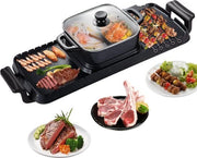 Griglia elettrica portatile - BBQ e hot pot - Senza fumo - Superficie antiaderente rimovibile - BBQ gourmet - Griglia