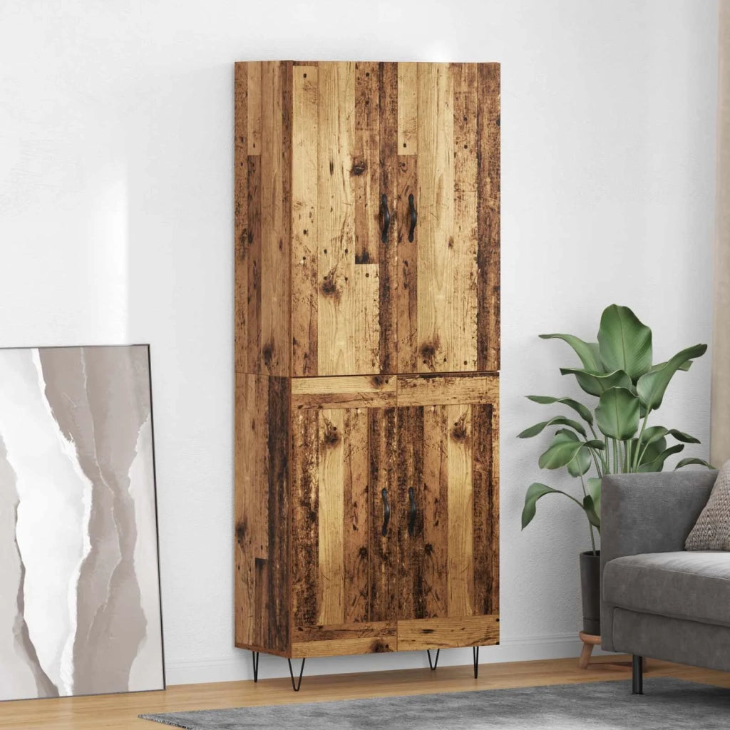 Credenza 2 pz-Set di 2 Buffet-Armadio da cucina Legno vecchio Legno ingegnerizzato e vetro 221501