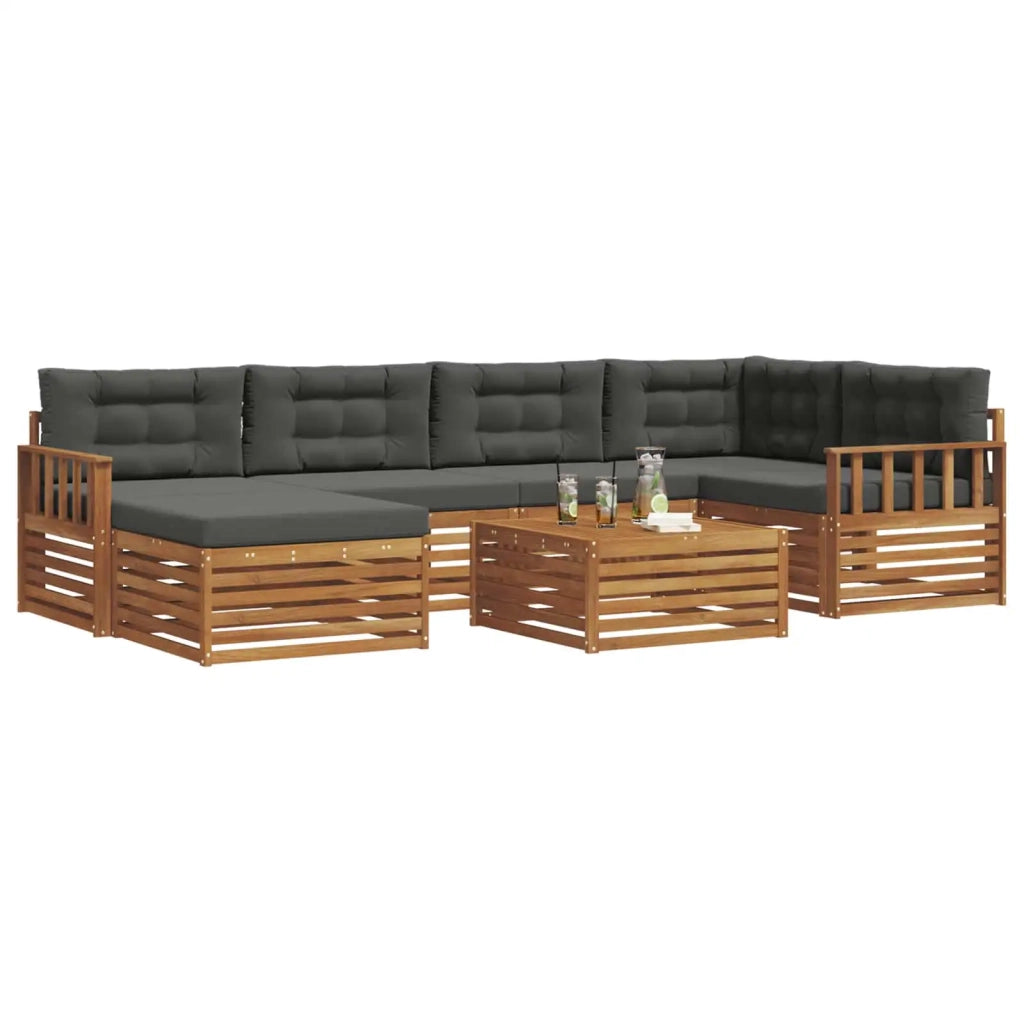 Set di divani da esterno con cuscino 7 pcs Naturale e Antracite 3373772