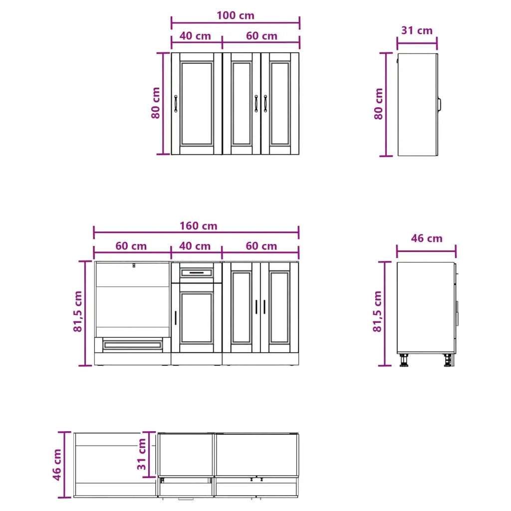 Unità Cucina PORTO 5 pcs Sonoma grigio Legno ingegnerizzato 3438281