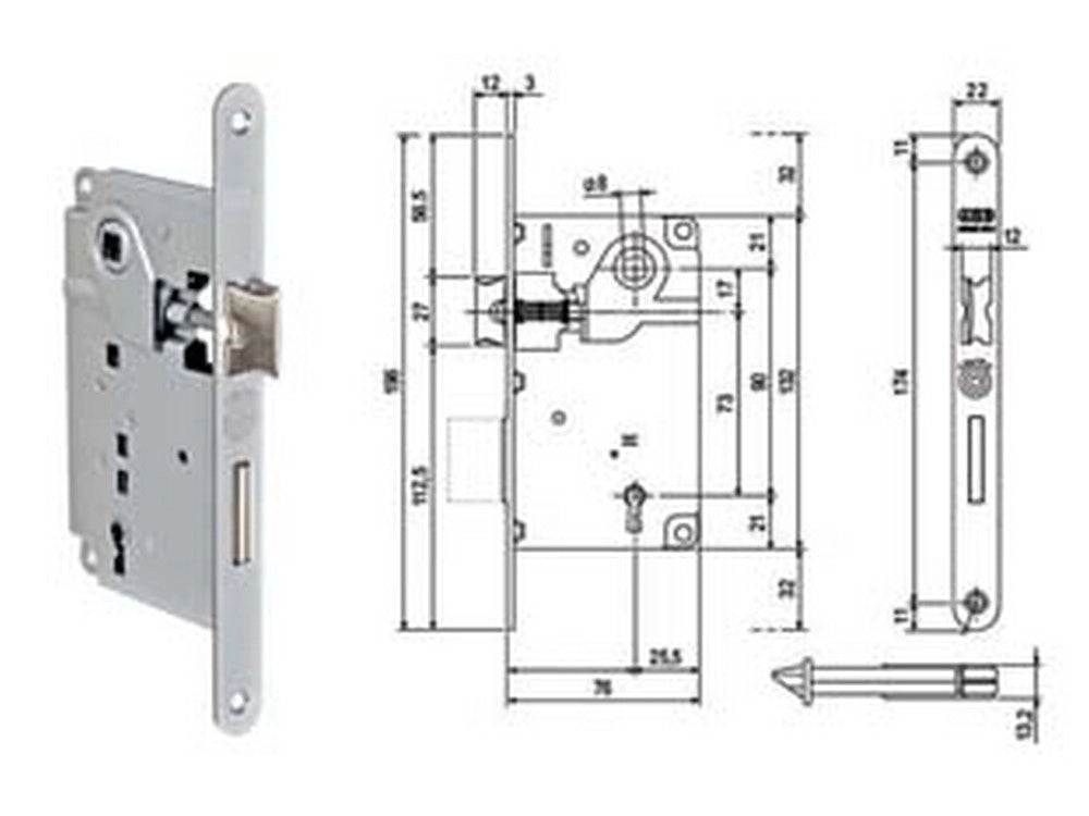 1pz serratura bussola centro bordo tondo cromato opaco mm50 bordo acciaio croma cod:ferx.fer454056