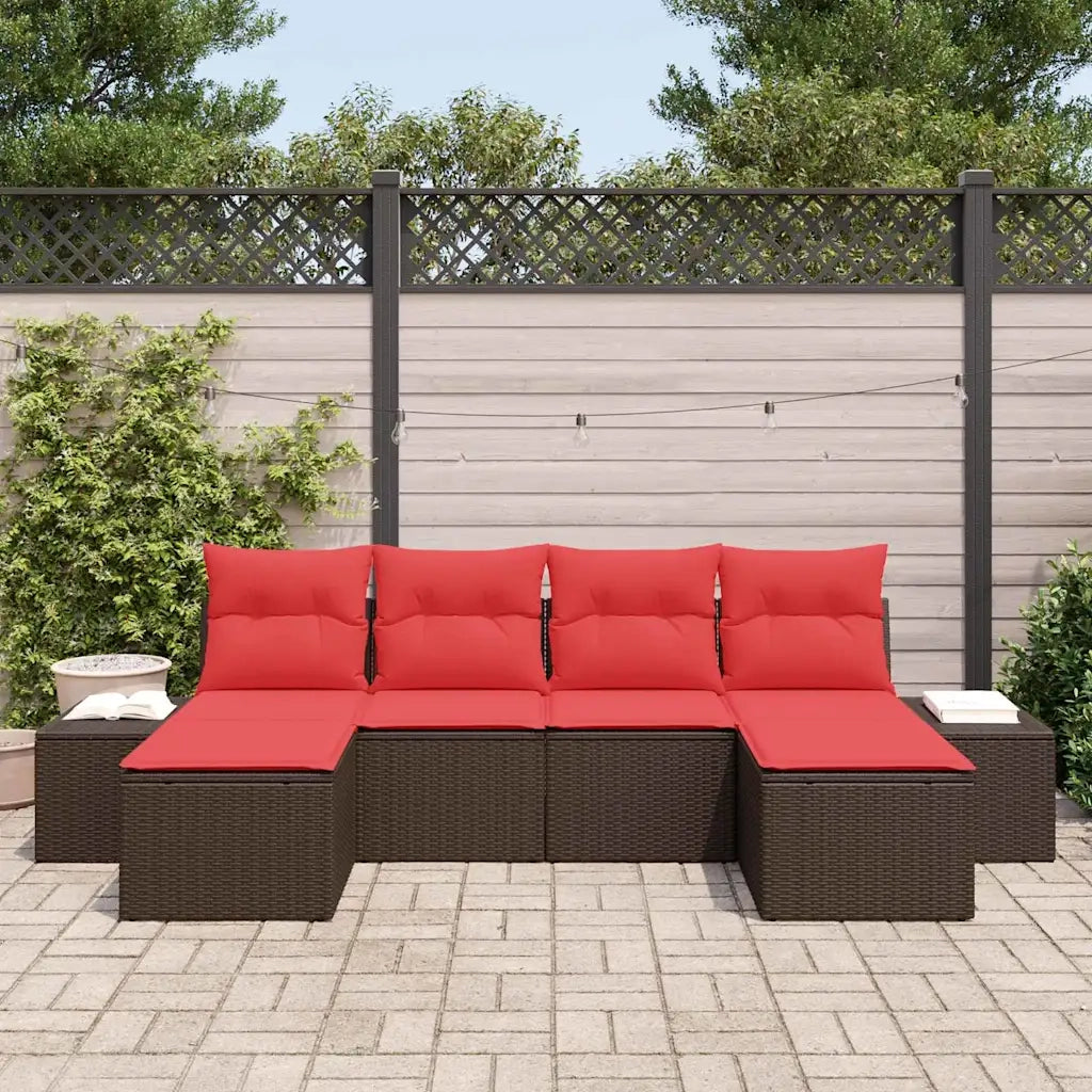 Set Divano da Giardino con cuscino 6 pcs Marrone polyrattan 3347174