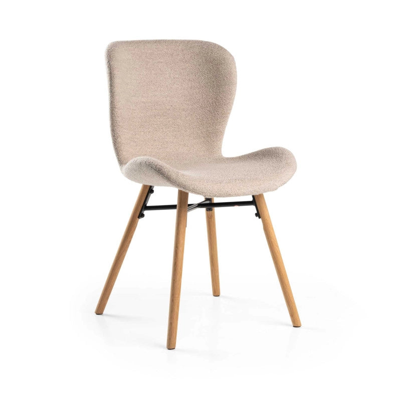 Sedia Tibalda Tessuto Sabbia Struttura Legno Cm 48x55h46,5/82,5