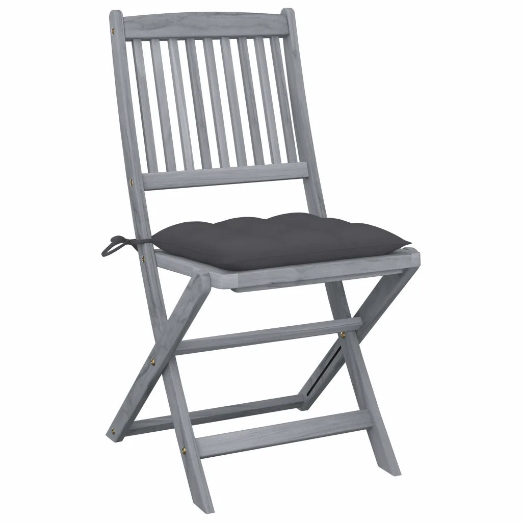 Sedie da Giardino Pieghevoli 2pz con Cuscini in Massello Acacia 3064551