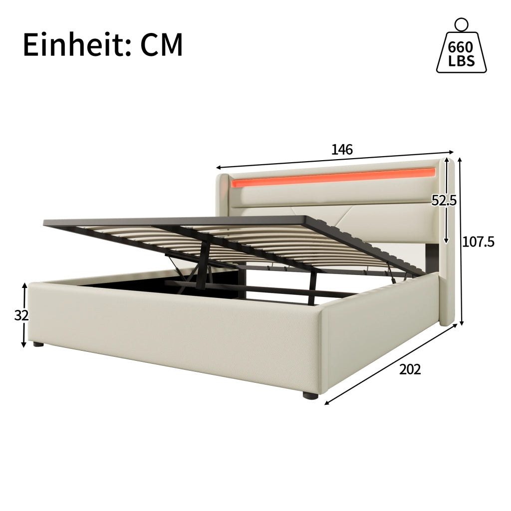 letto imbottito pu bianco 140x200 cm