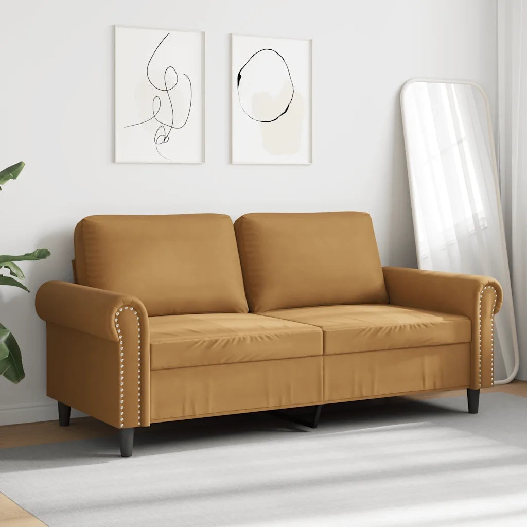 Divano a 2 Posti-Sofa 2 Posti Marrone 140 cm in Velluto 111708