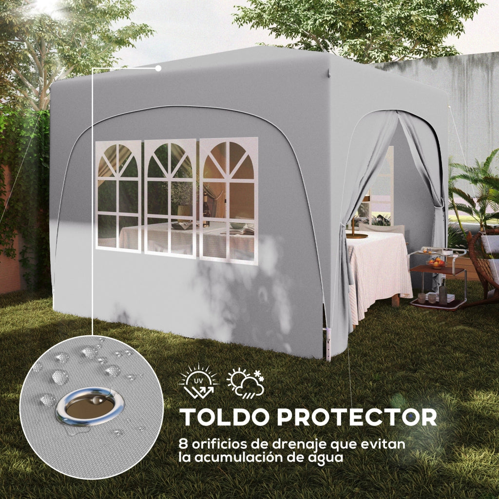 Carpa Plegable 3x3 m con 4 Finestrini e Copertura UPF50+ ¨C zephmum ¨C Grigio