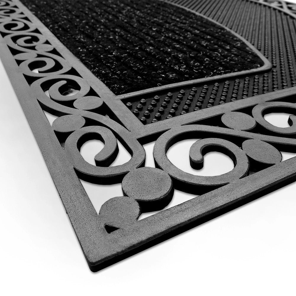 Zerbino Ingresso Semiluna Elegante Welcome Antiscivolo Gomma Robusta Tappeto Assorbente Nero