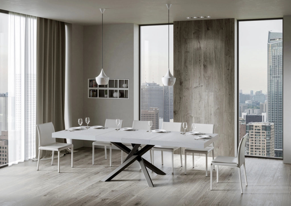 Tavolo allungabile 90x200/460 cm Volta Premium bianco frassino telaio Antracite