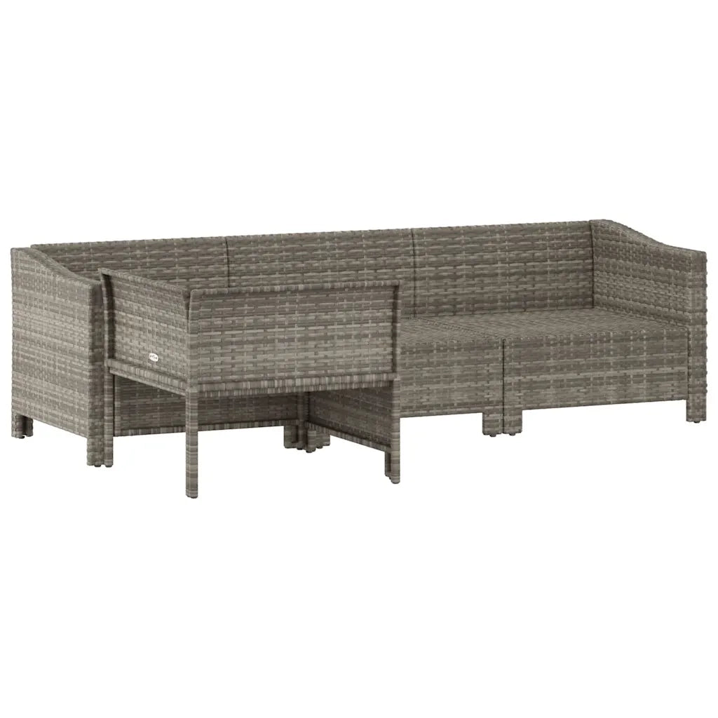 Set da giardino 4 pz | Set Salotto da Giardino con cuscini grigio in polyrattan