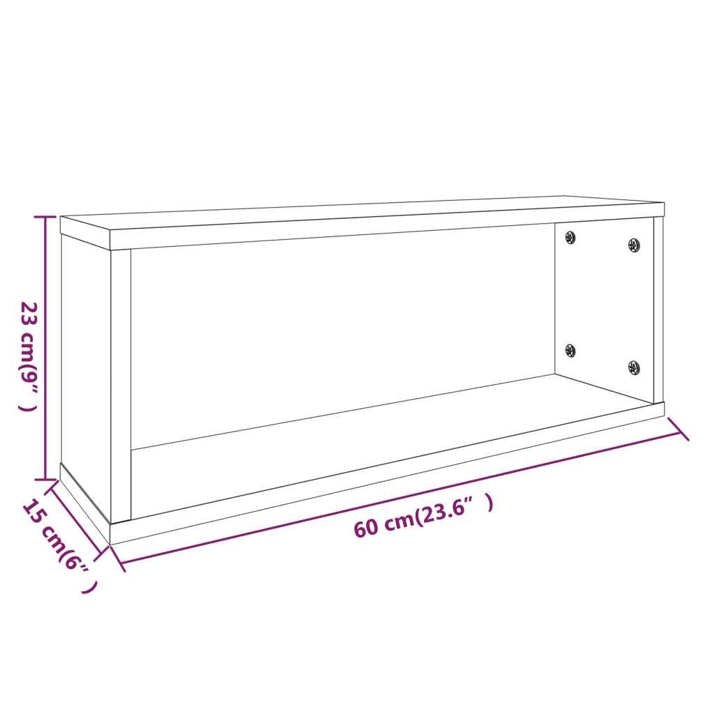 Mensole Cubo Muro 6pz Rovere Marrone 60x15x23 cm in Multistrato 815932