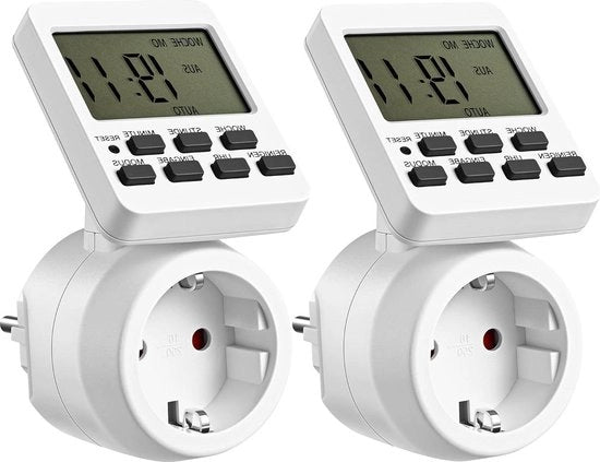Orologio a programmazione digitale con 16 impostazioni - display rotativo di 180° - per decorazioni natalizie e acquari - Set da 2.