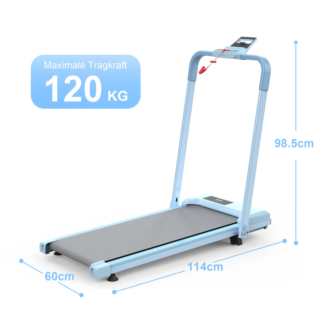 Tapis roulant domestico, con funzione di inclinazione, tapis roulant da tavolo compatto e portatile, portata massima 120 kg, blu