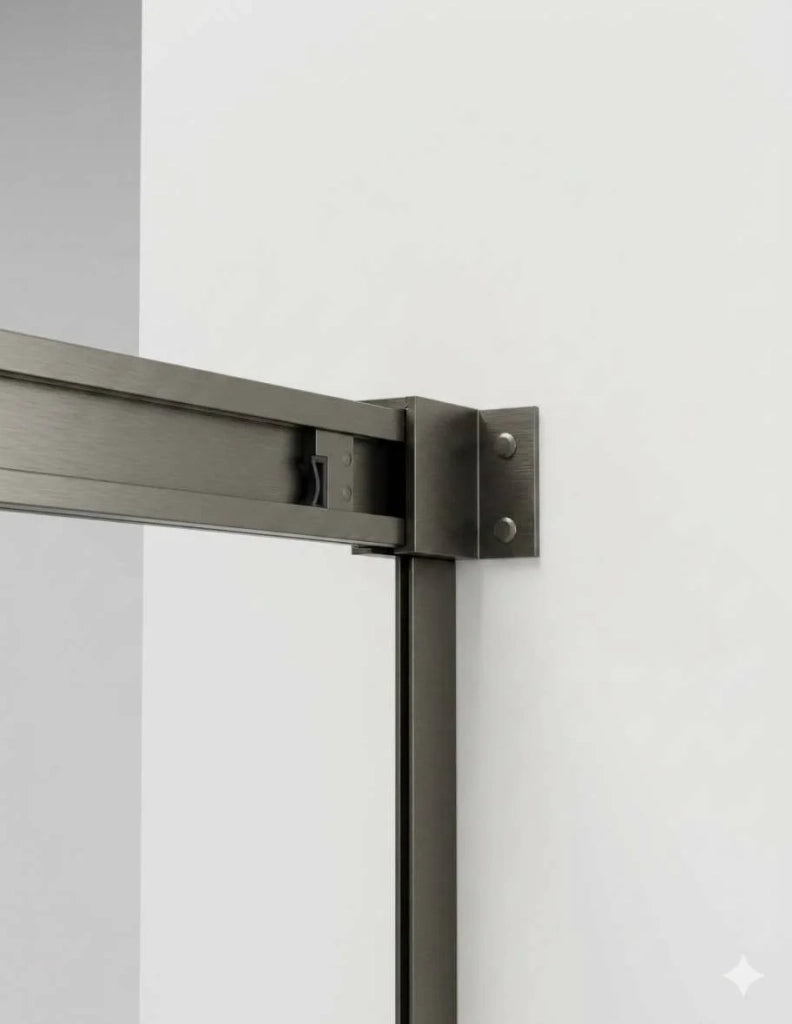 Porta doccia scorrevole 2+2 THALASSA (BASIC) 210 cm Profilo Titanio vetro trasparente