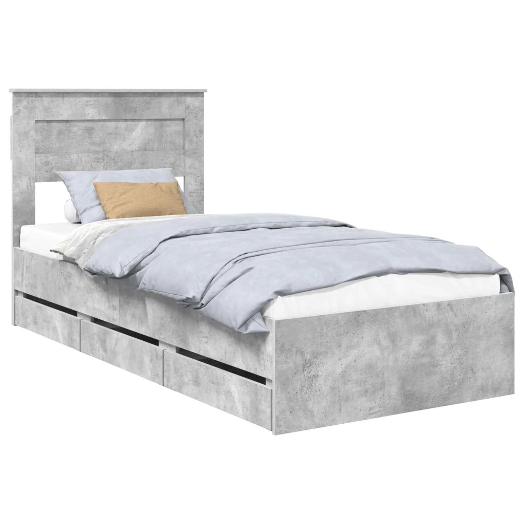 Struttura del letto con cassetto Grigio cemento 90 x 200 cm 3409880