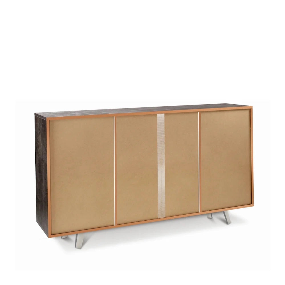 Mobile Soggiorno 3 Ante 3 Cassetti 164x41 h92cm Ossido Bianco Rovere Dogato