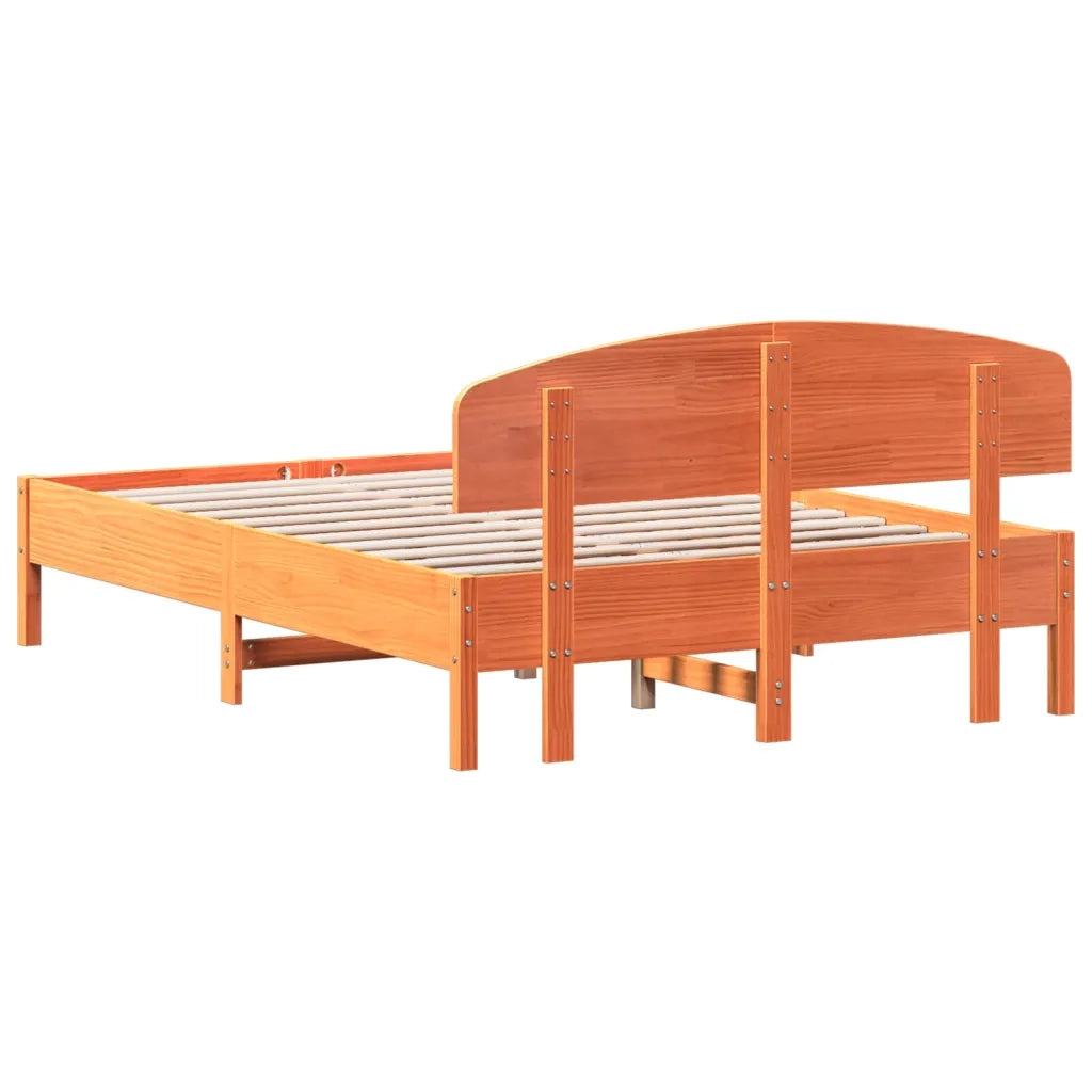 Letto senza Materasso-Struttura Letto Marrone Cera 135x190 cm in Legno di Pino 587745