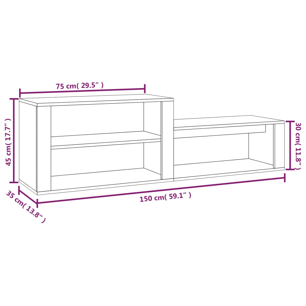 Scarpiera | Mobile per scarpe Rovere Fumo 150x35x45 cm in Legno Multistrato
