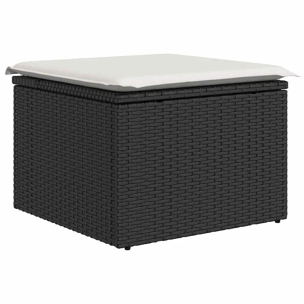 Set Divano da Giardino 8 pcs Nero e Crema Polyrattan 3356797