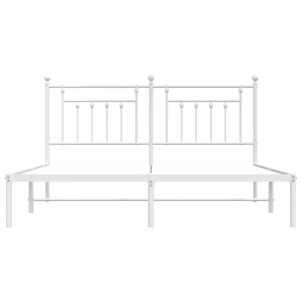 Letto matrimoniale | Letto per adulti | Giroletto con Testiera Metallo Bianco 180x200 cm