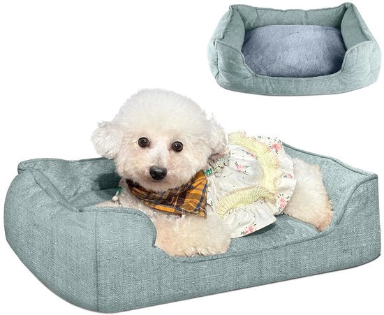 Honden letto per Piccoli Cani, Letto Antiscivolo per Cani 61x48x18 cm, Cuscino per Cani morbido, Divano per Cani con Cuscino per Cani a Doppia Faccia per Cani e Gatti, Verde