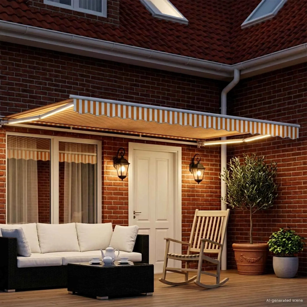 Cornice per Tenda Manuale con LED Giallo e Bianco 4 × 3 m 3420612
