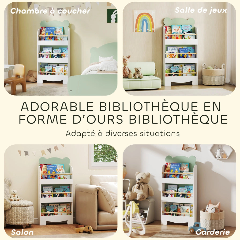 Libreria bambini 3 ripiani legno verde ¨C Xylo ¨C Stoccaggio libri cameretta