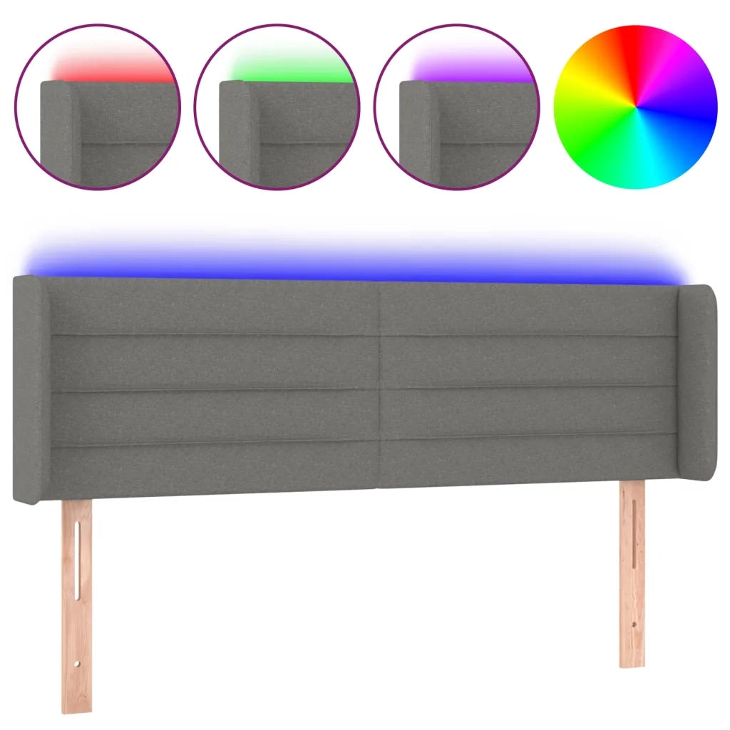 Testiera a LED-Testata con LED Grigio Scuro 147x16x78/88 cm in Tessuto 666935