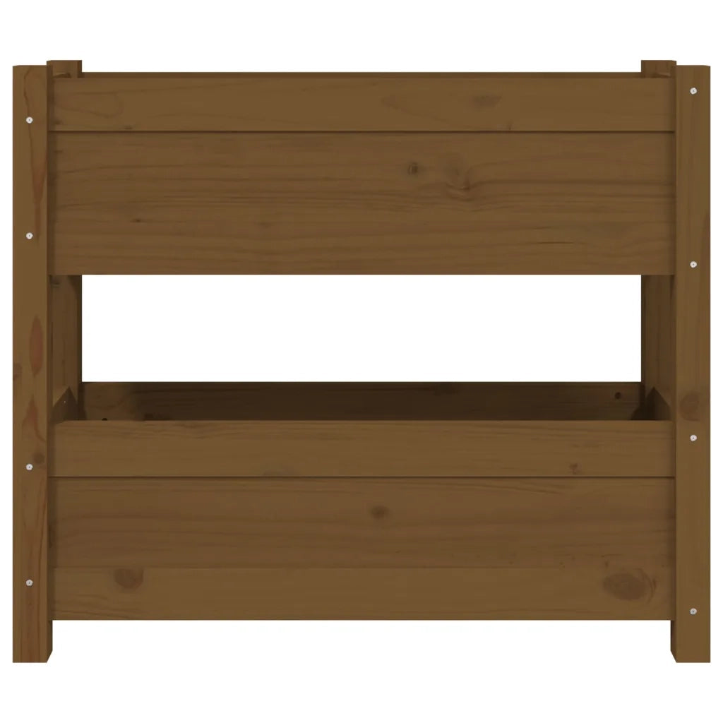 Fioriera | Cassetta per fiori | Vaso Marrone Ambra 77x25x66 cm in Legno Massello di Pino