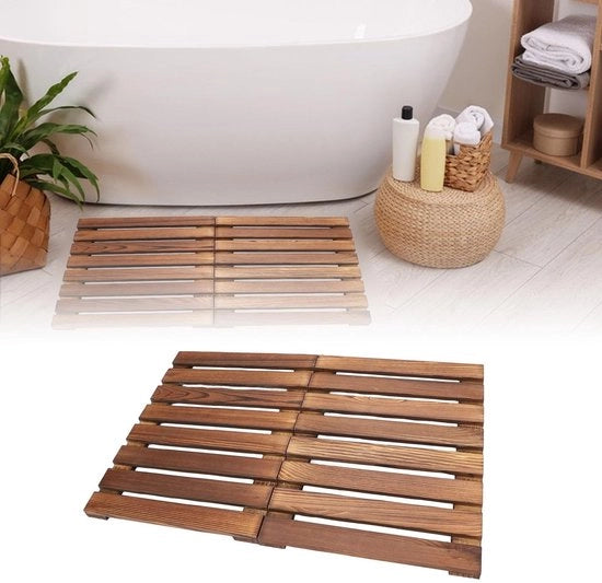 Matte Antiscivolo in Legno - Opiegaibile - Sicuro - 59 x 41,2 cm - Adatto per Interno/Esterno
