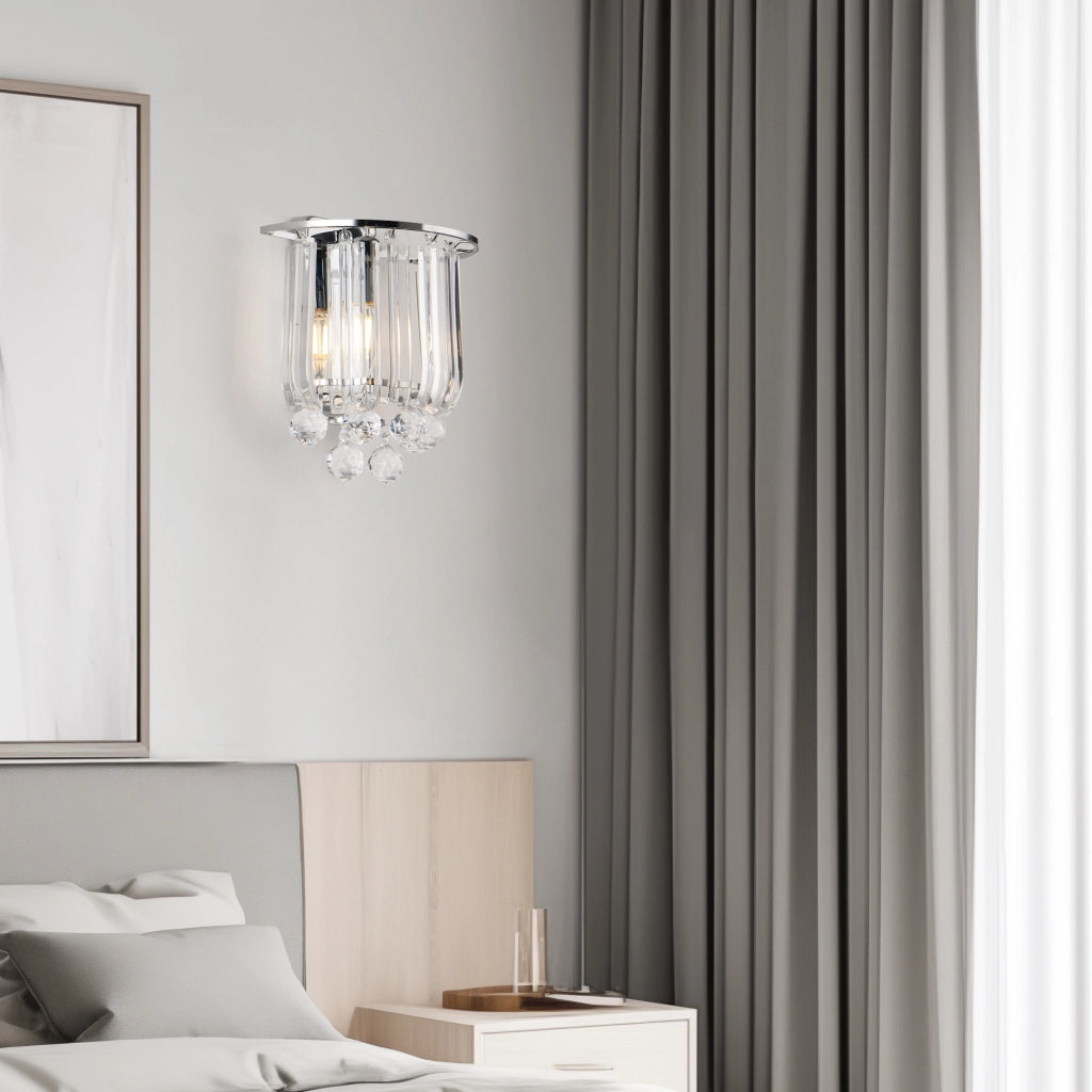 Set di 2 Lampade da Parete Alnwick con Sfere di Cristalli Artificiali - Color Cromo lux.pro