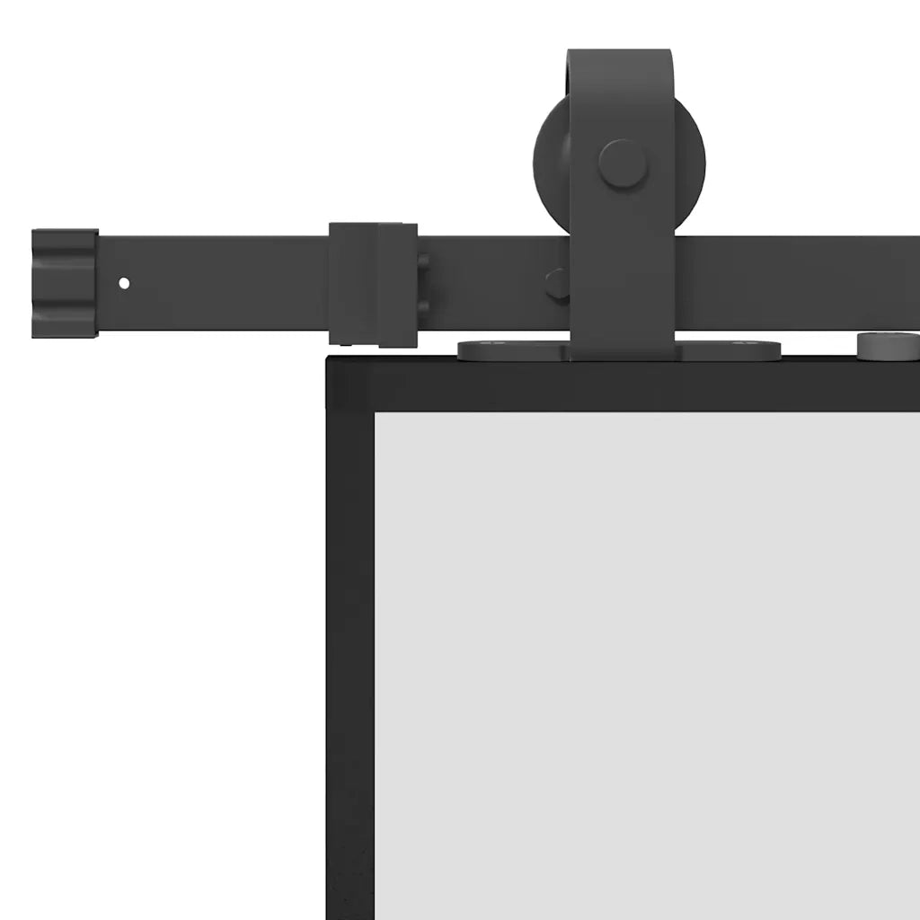 Porta Scorrevole Set Ferramenta Nera 90x205 cm Vetro Temperato 3375815
