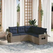 Set Divani da Giardino 5 pz con Cuscini Grigio in Polyrattan 3220150