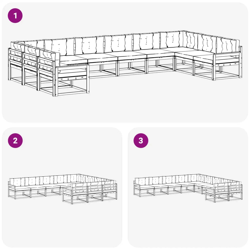 Set di divani da esterno con cuscino 10 pcs Bianco e Beige 3387097