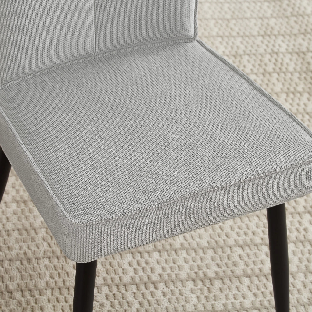 Set di 2 sedie da pranzo in tessuto con motivo pied-de-poule, gambe in metallo, colore grigio chiaro